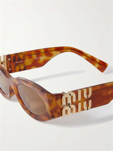 miu miu tortoiseshell sunglasses|MIU MIU Glimpse oval.